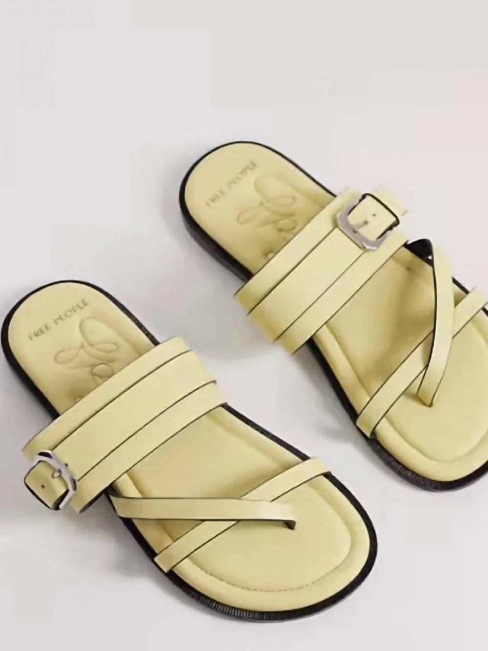 Free People Yellow Double Strap Buckle Sandals